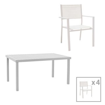 Set Masa si Scaune de Exterior, 5 Piese, Model Kliton-Moly, Alb, 150x80x74 cm