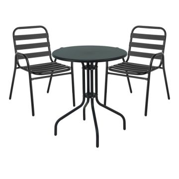 Set Masa si scaune de Exterior, Model Sussie-Vergo, Negru, D60x70 cm