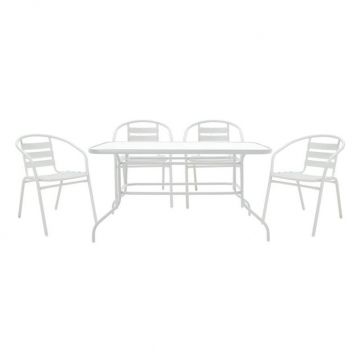 Set Masa si Scaune Gradina Valor-Tade 5 Piese Alb