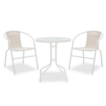 Set Masa si Scaune Gradina Watson-Obbi 3 Piese Alb