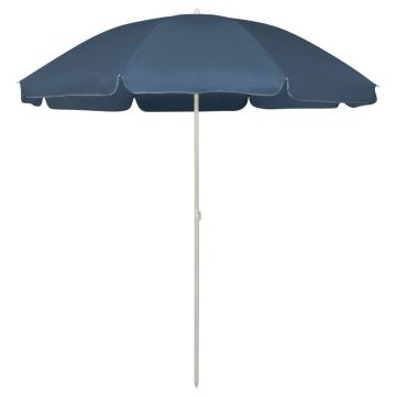 vidaXL Umbrelă de soare de plajă, albastru, 240 cm