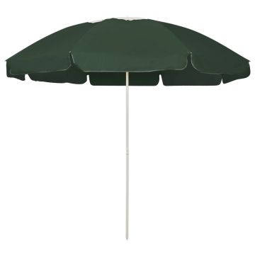 vidaXL Umbrelă de soare de plajă, verde, 240 cm