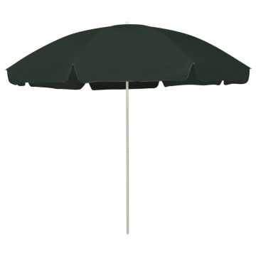 vidaXL Umbrelă de soare de plajă, verde, 300 cm
