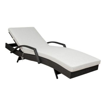 Șezlong de grădină negru/gri deschis din ratan artificial Redondo – Unique Furniture
