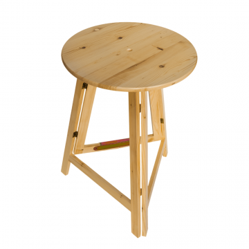 Masa rotunda pliabila gradina BucinMob Party, lemn masiv rasinoase, natur, diametru 78 cm, 110 cm