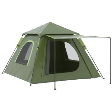 Outsunny Cort de Camping pentru 2-3 persoane cu Verandă, Ferestre și Ușă cu Fermoar, 210x210x150 cm, Verde | Aosom Romania