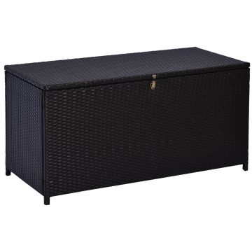 Outsunny Cufăr de Exterior de 284L din Ratan PE cu Pistoane cu Gaz și Cadru Metalic, 118x54x59 cm, Maro Închis | Aosom Romania
