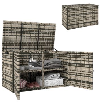 Outsunny Cufăr de Exterior de 350L cu 2 Niveluri, Pistoane cu Gaz și Cadru din Oțel, 118x57x69 cm, Gri | Aosom Romania