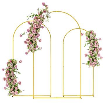 Outsunny Set de 3 Arcade de Grădină pentru Nunți, 120x40x220 cm, Auriu | Aosom Romania
