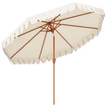 Outsunny Umbrelă de Grădină cu Deschidere cu Manivelă, Fald Dublu şi Înclinabil, 2.7x2.4 m, Alb Crem | Aosom Romania