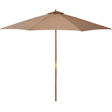Outsunny Umbrelă de Grădină cu Șnur și Deschidere Reglabilă, Ø300x250 cm, Kaki | Aosom Romania