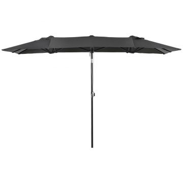 Outsunny Umbrelă de Grădină Dublă Înclinabilă și Reglabilă în Înălțime, 295x150x170-214 cm, Gri | Aosom Romania