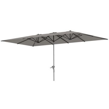 Outsunny Umbrelă Dublă de Grădină cu Manivelă și 12 Spițe din Aluminiu și Poliester, 4.5x2.6 m, Gri Închis | Aosom Romania