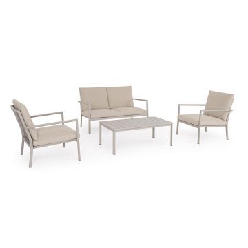 Set mobilier pentru gradina/terasa 4 piese Konnor, Bizzotto, aluminiu/tesatura impermeabila Ofelin, bej rastin