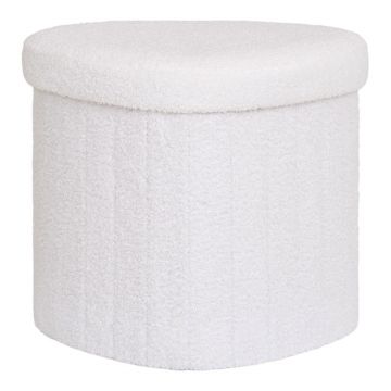 Taburet alb cu tapițerie din țesătură bouclé Medford – House Nordic