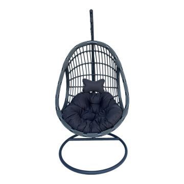 Cuib de leagan Cungo cu suport metalic - pe rattan de culoare Gri 125x105x195cm 105x125