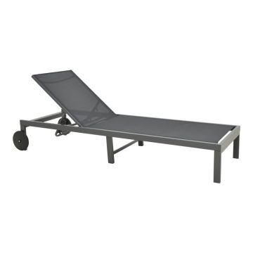 Șezlong din aluminiu si textilenă Model Mailo, Gri închis, 71x206x30 cm