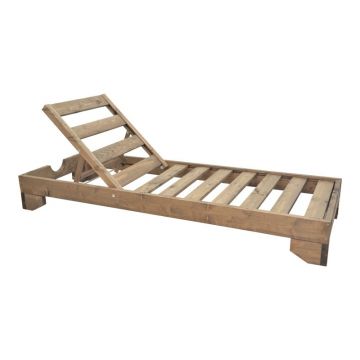 Șezlong din lemn masiv de brad Model Fendy, Nuc, 71.5x200x24 cm