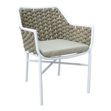 Fotoliu de grădină Model Ortegia, Alb/Khaki, 57x62x82 cm