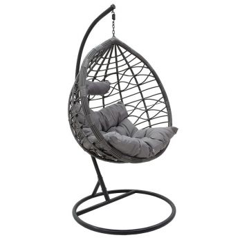 Hudson pakoworld leagăn agățat metal-pp-pernă de culoare Gri 109x119x195cm