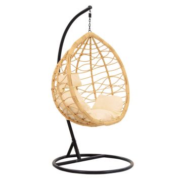 Hudson pakoworld leagăn suspendat metal negru-pp Natural-pernă bej 109x119x195cm
