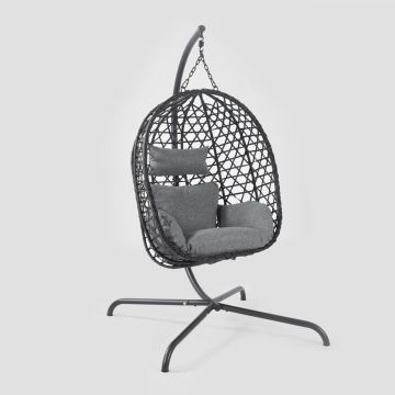 Leagan/balansoar gradina Nido, Homla, 106x104x184 cm, otel/ratan/poliester, gri