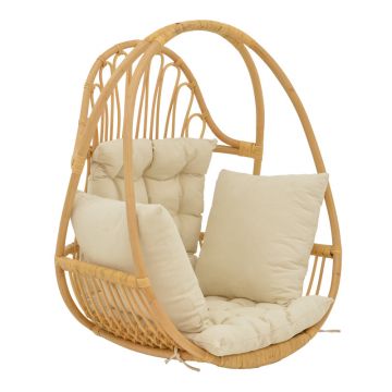 Leagăn suspendat Jorg pakoworld pernă din ratan Natural-crem 80x59x105cm