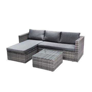 Lounge de grădină Enthusiasm pakoworld set 2buc ratan Gri închis-țesătură Gri închis