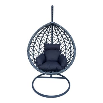 Nid de leagăn Lyere cu bază de metal Gri și rattan Gri PE 120x108x195cm 108x120