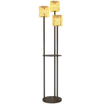 Outsunny Lampă de Exterior cu 3 Lumini, Raft Central și Bază Rotundă, Ø37x144 cm, Negru | Aosom Romania