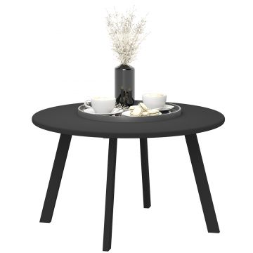Outsunny Măsuță de Grădină Rotundă în Stil Industrial cu Picioare Antiderapante, Ø70x42 cm, Negru | Aosom Romania