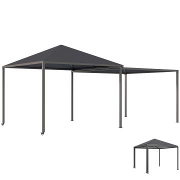 Outsunny Pavilion de Grădină Extensibil Până cu 2 Roți cu Frână, 560x295x275 cm, Gri Închis | Aosom Romania