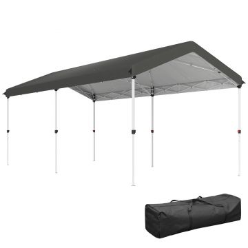 Outsunny Pavilion Pliabil Pop Up cu Înălțime Reglabilă în 3 Trepte și Geantă de Transport, 584x297.5x272 cm, Gri Închis | Aosom Romania