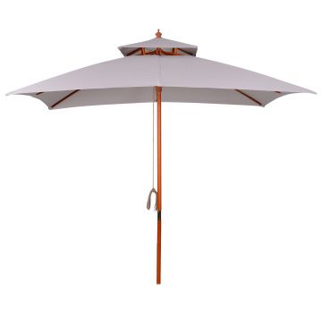 Outsunny Umbrelă de Grădină cu Sistem cu Coardă și Parasolar cu 2 Niveluri, 300x300x297 cm, Gri | Aosom Romania