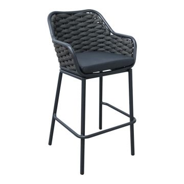 Scaun de bar pentru exterior Model Zuki, Gri, 55x54x109 cm