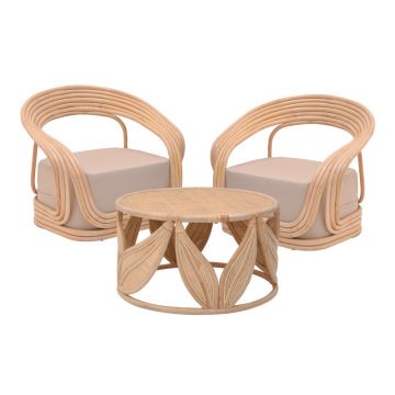 Set de 3 piese din ratan Radictive-Siderty în culoare Naturală 80x80