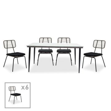 Set de cină Naoki din 7 piese metal negru PE gri 0x0