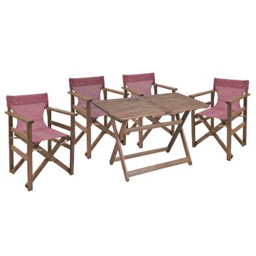 Set de cină Retto 5 piese din lemn de fag masiv nuc-inchis Gri-închis 120x75x71cm 75x120