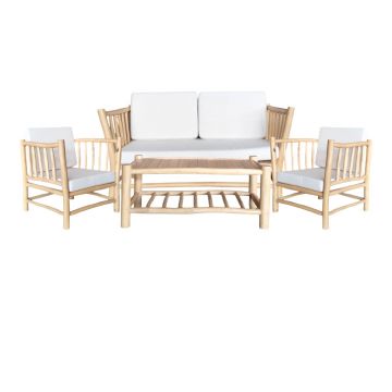 Set de living Mayorka pakoworld set de 4 perne din lemn de tec Natural alb