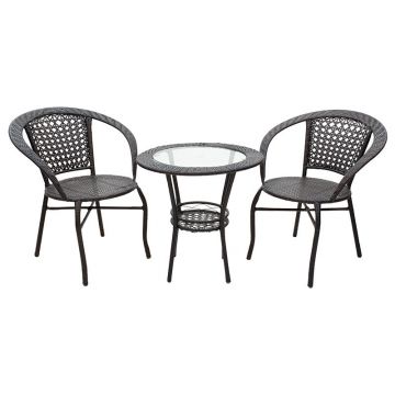 Set de lounge 3 piese Saylor metal-pe rattan maro 0x0