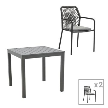 Set masă și scaune de exterior, 3 Piese, Model Kliton-Kherson, Antracit, 80x80x74 cm