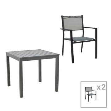 Set masă și scaune de exterior, 3 Piese, Model Moly-Kliton, Antracit, 80x80x74 cm