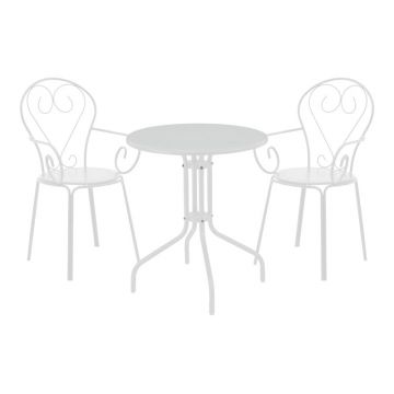 Set masă și scaune de exterior, 3 Piese, Model Monasty-Vergo, Alb