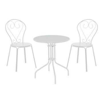 Set masă și scaune de exterior, 3 Piese, Model Vergo-Chari, Alb