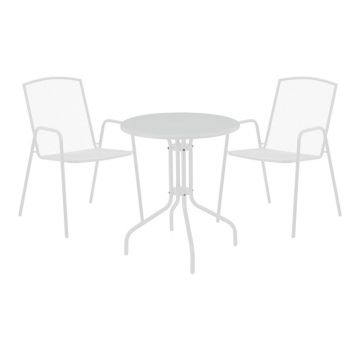 Set masă și scaune de exterior, 3 Piese, Model Vergo-Pomedon, Alb