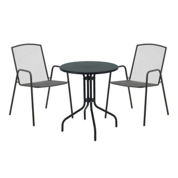 Set masă și scaune de exterior, 3 Piese, Model Vergo-Pomedon, Negru