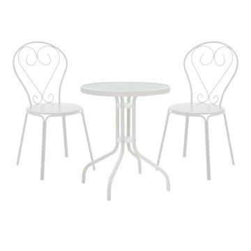 Set masă și scaune de exterior, 3 Piese, Model Watson-Chari, Alb