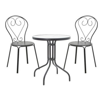Set masă și scaune de exterior, 3 Piese, Model Watson-Chari, Negru