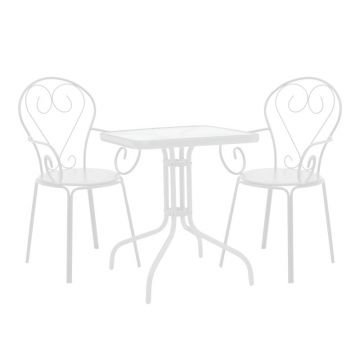 Set masă și scaune de exterior, 3 Piese, Model Watson-Monasty, Alb