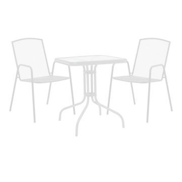 Set masă și scaune de exterior, 3 Piese, Model Watson-Pomedon, Alb, 70x70x70 cm